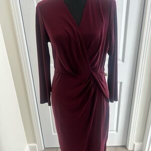 DKNY Burgundy Long Sleeve Dress